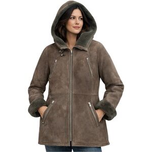 Sheepskin/Shearling Coat with Hood